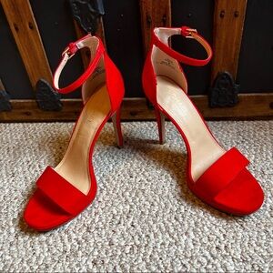Red Ankle Strap Stiletto Sandals